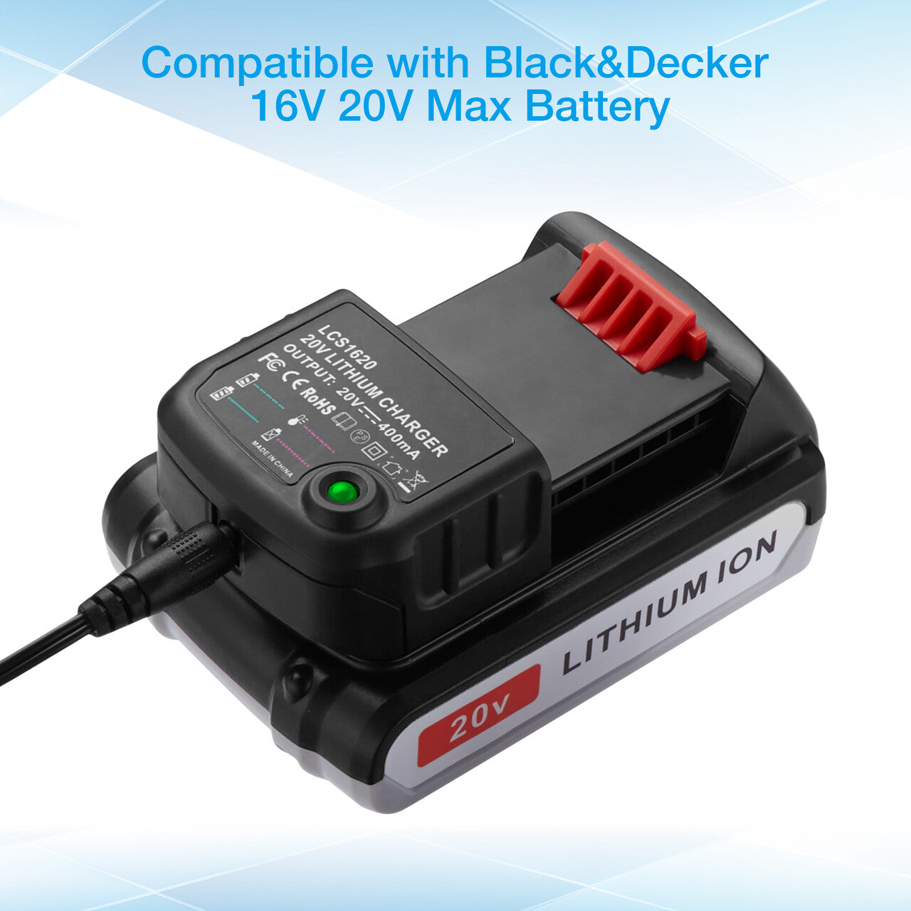 BLACK+DECKER 20V MAX* Lithium Battery Charger (LCS1620B),1 Pc