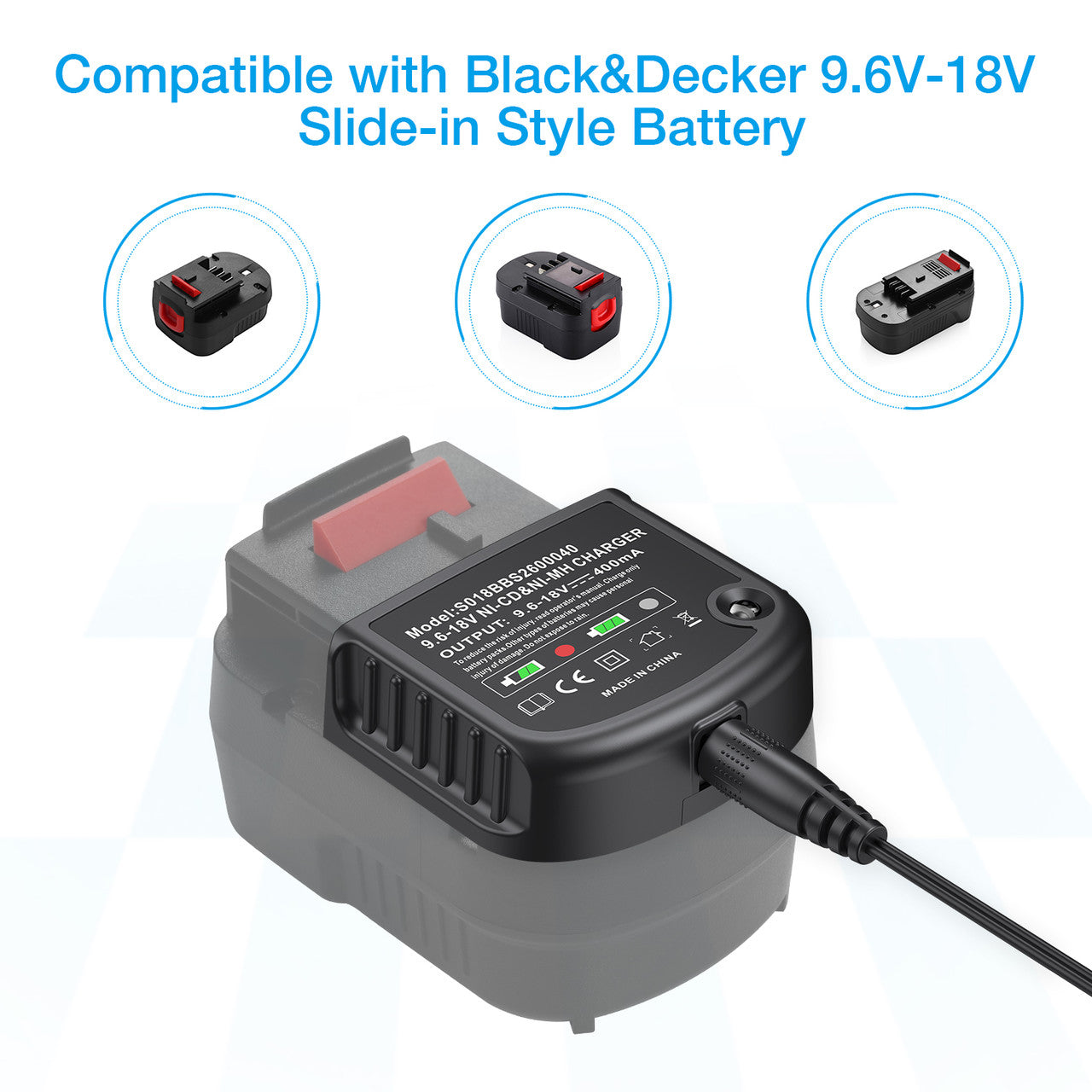 Black & Decker 9.6V - 18V Multi Voltage Fast Charger