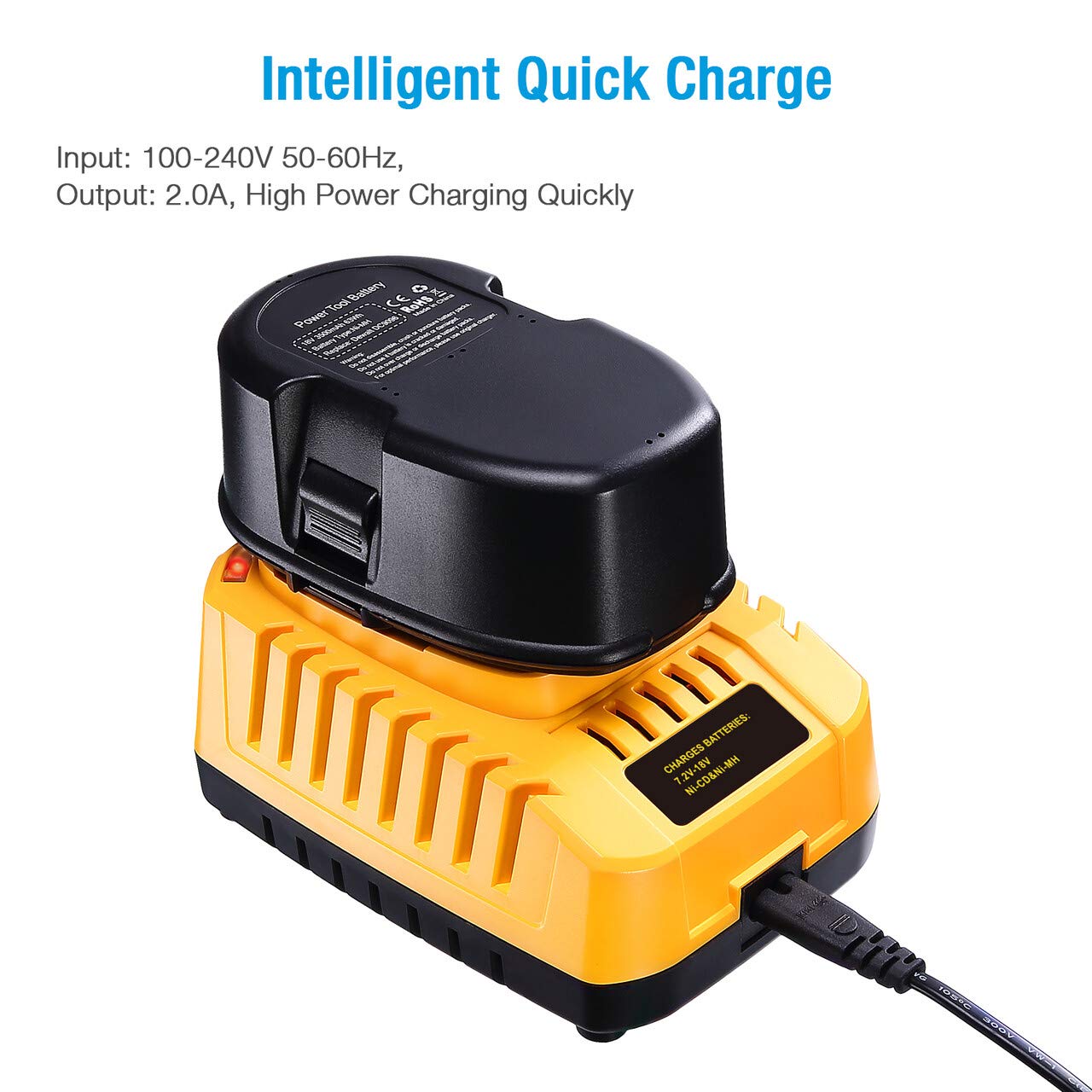 Dewalt 18V Battery Replacement 3700mAh and DC9310 Charger