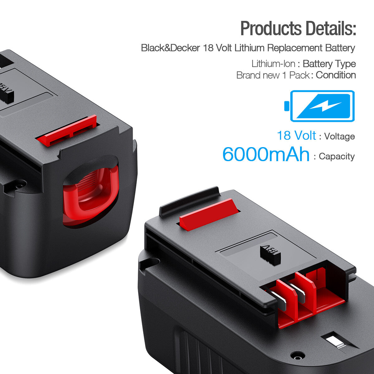 Professional Black and Decker 18V Lithium Battery 6.0Ah | Powerextra