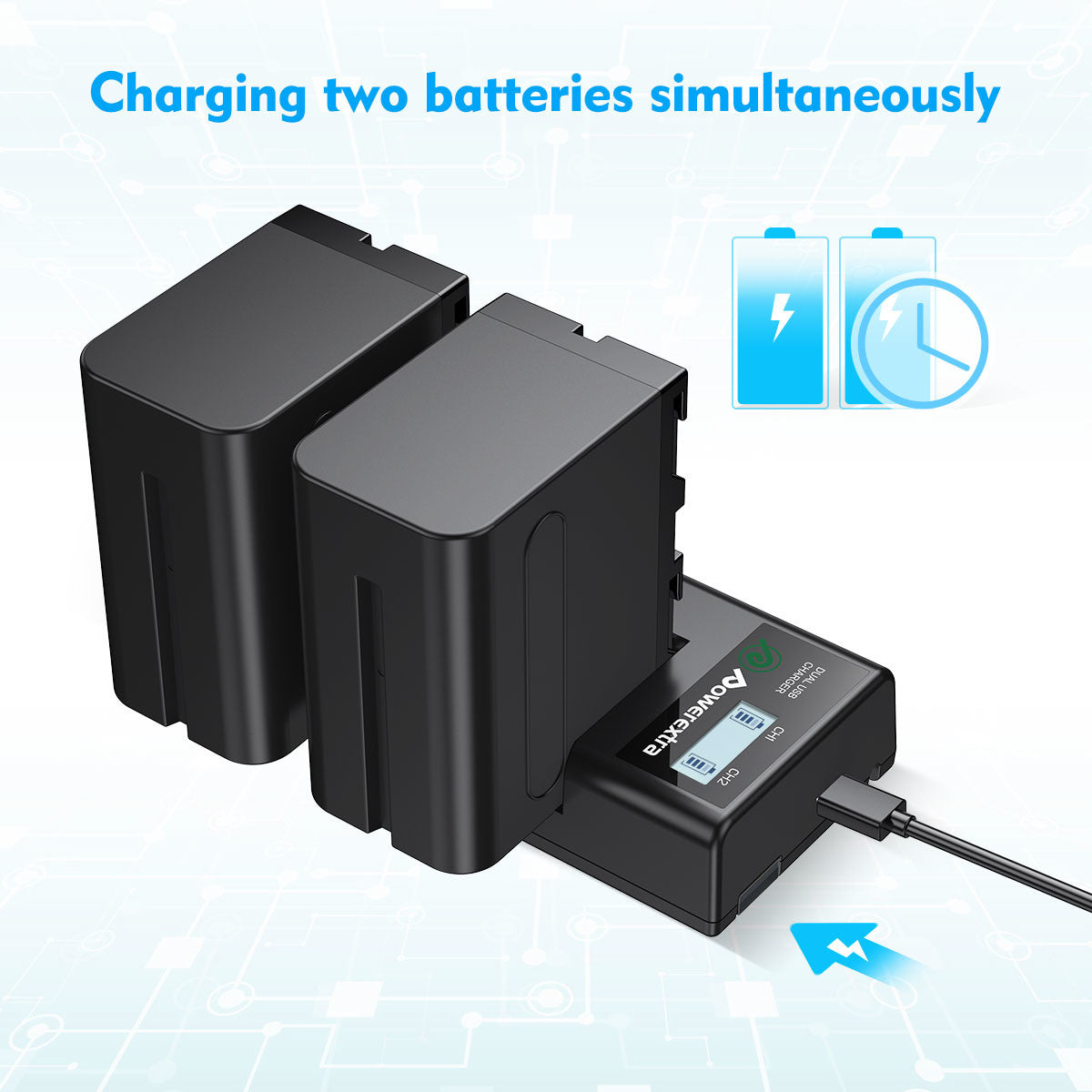 Replacement Sony NP-F970 Battery and Dual USB Charger with LCD Display