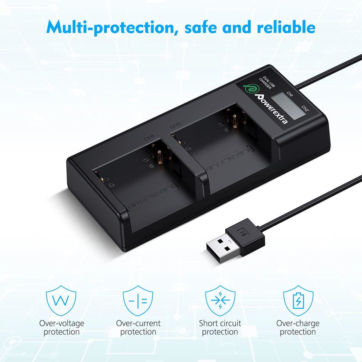 Replacement Sony NP-F970 Battery and Dual USB Charger with LCD Display