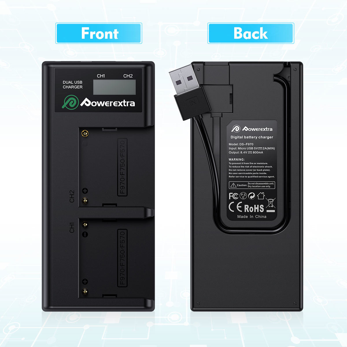 Replacement Sony NP-F970 Battery and Dual Battery Charger | Powerextra