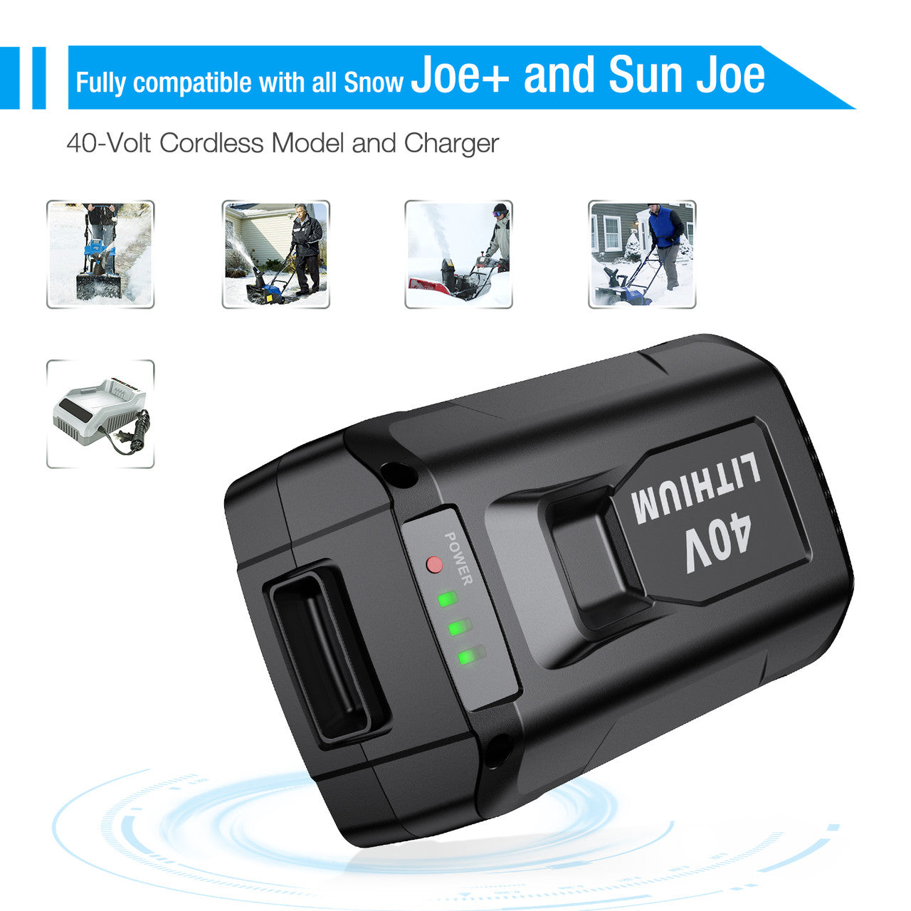 Snow Joe 40V 5000mAh Lithium Replacement Battery Powerextra